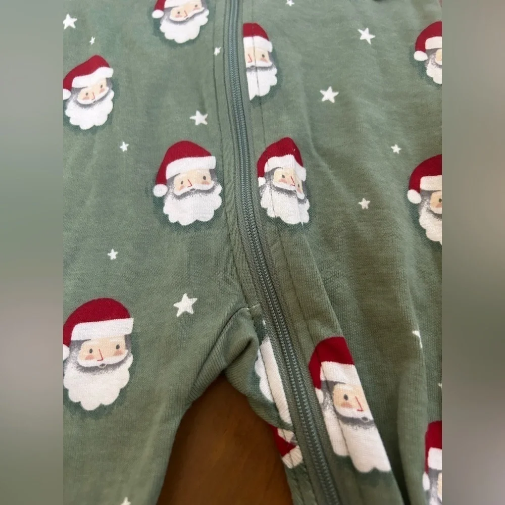 NWT Christmas Petit Lem Festive Green Santa Onesie